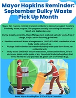 Mayor Hopkins Announces Start of Free September Bulky Waste Pick Up